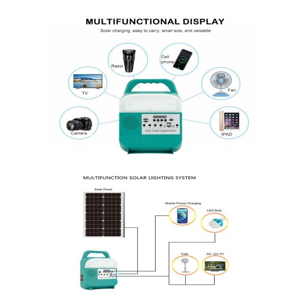 Off Grid Solar Energy Power Lighting Kit System Rechargeable Mini DC Portable