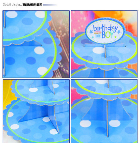 Party Children's Birthday Decoration Paper Blue Petal Folding Cake Stand Three-layer Paper Crafts Factory Wholesale