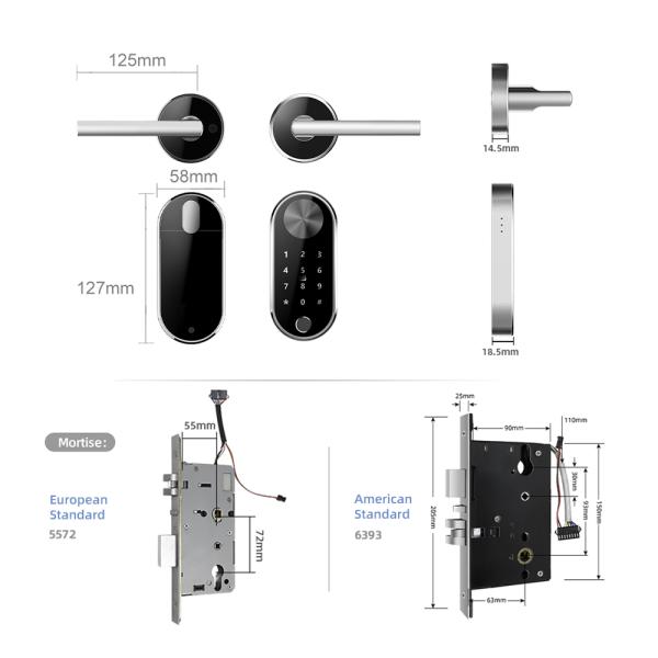 European Standard Code Door Lock Split Biometric Fingerprint Wireless Modern Home Bluetooth