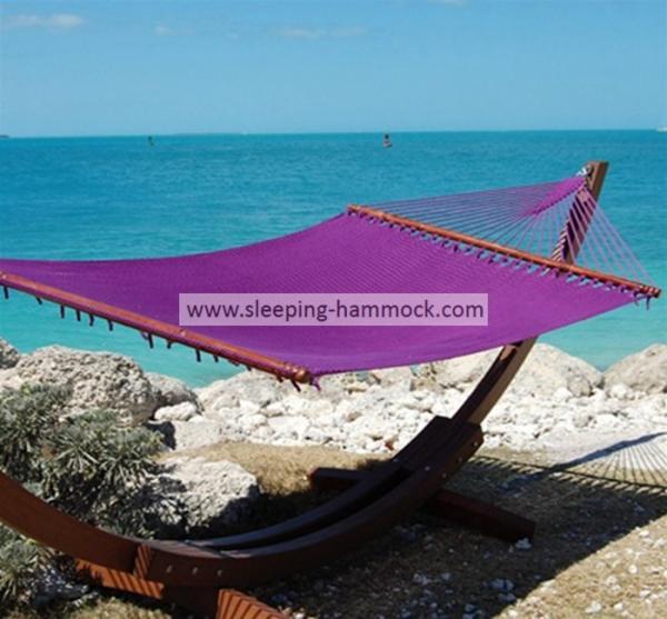 Quality Purple Micro Weave Caribbean Style Hammock With Marine Varnished Luxury Lauan Hardwood Bar for sale