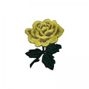 China Heat Press Rose Flower Embroidered Hat Patches With Iron On Backing on sale