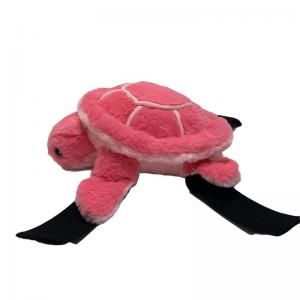China Pink Long Fur Stuffed Turtle Knee Pad Plush Toy 28cm For Ski Snowboard Skateboard wholesale