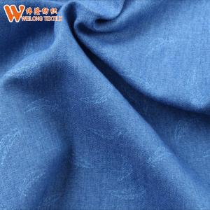 China 4.2oz Feather Printed Indigo Thin Lightweight Cotton Denim Fabric For Summer wholesale