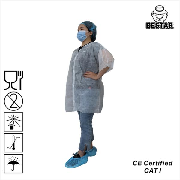 3XL Non Woven Disposable Lab Coat SPP Jacket With Collar And Cuffs