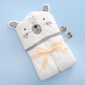 China Embroidered Logo Baby Hooded Bath Towel Infant Set 100% Cotton Natural Terry wholesale