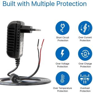 12V 2A DC Power Adapter with 5.5x2.1mm Plug