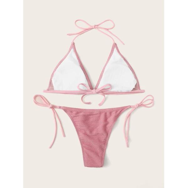 Tiered Layer Tie a Knot Front Top With Low waist Bikini swimsuit high cut