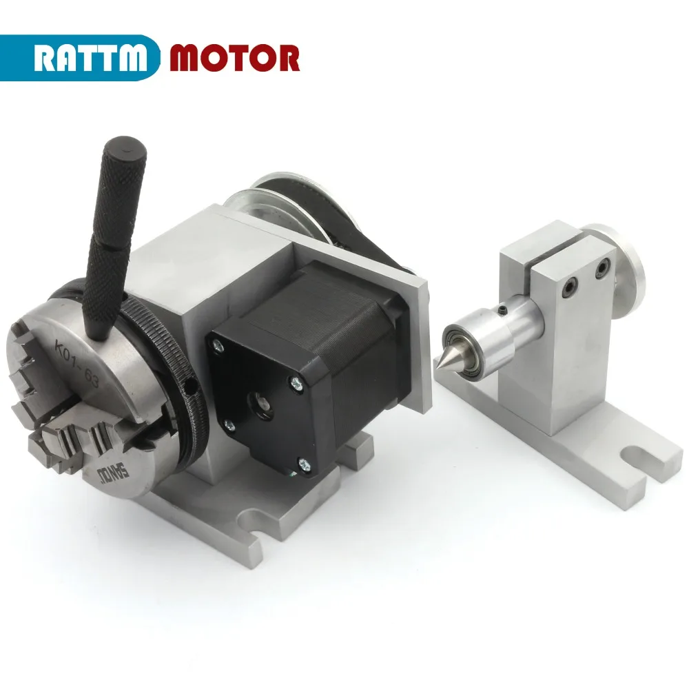 4th A Rotary Axis CNC Lathe Tailstock K11-65mm K12-65mm With 3 4 Jaws Chuck