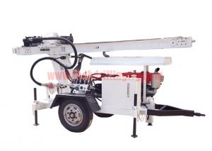 China Trailer Mounted Hydraulic Water Well Drilling Rig 2 Wheel For DTH Air / Mud Pump Drilling on sale