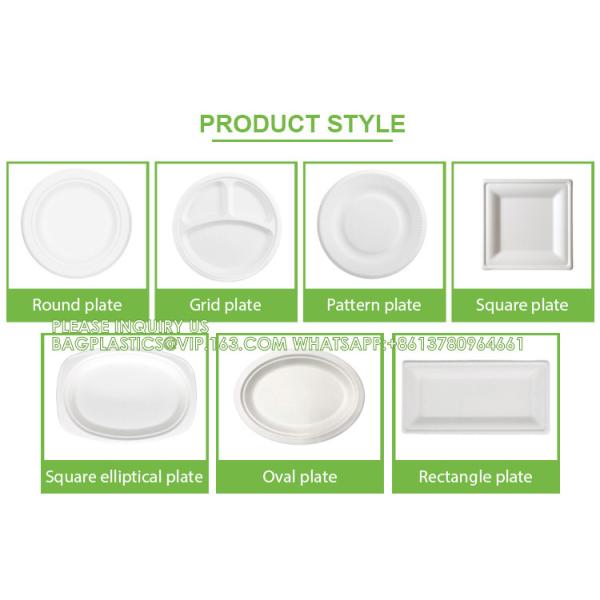 Compostable Sugarcane Bagasse Paper Round Plates 9 Inch 9" Greaseproof And Microwavable PFAS Disposable Plates