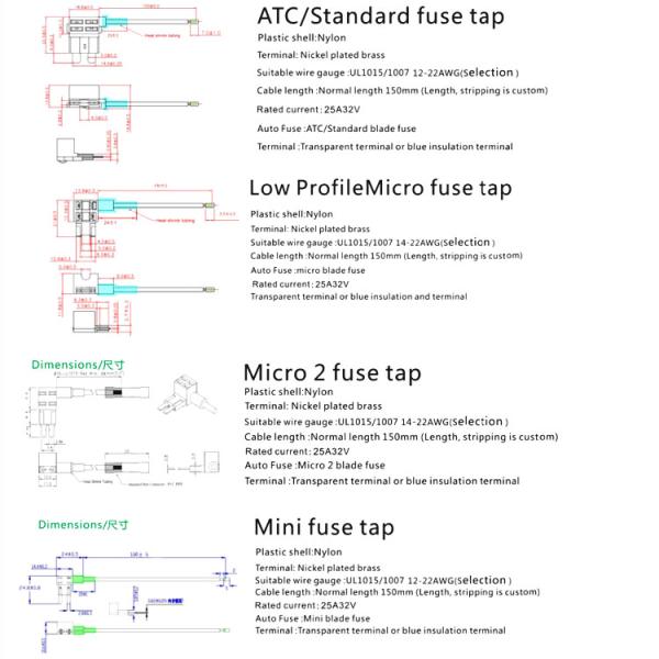 Micro 2 Mini Piggy Back Fuse Holder / 12V Blade Fuse Holder with Wire Harness