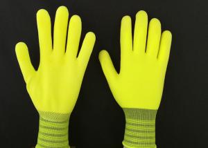 China 13G Yellow Latex Coated Gloves High Extension Elastic Knitting Customized Size on sale