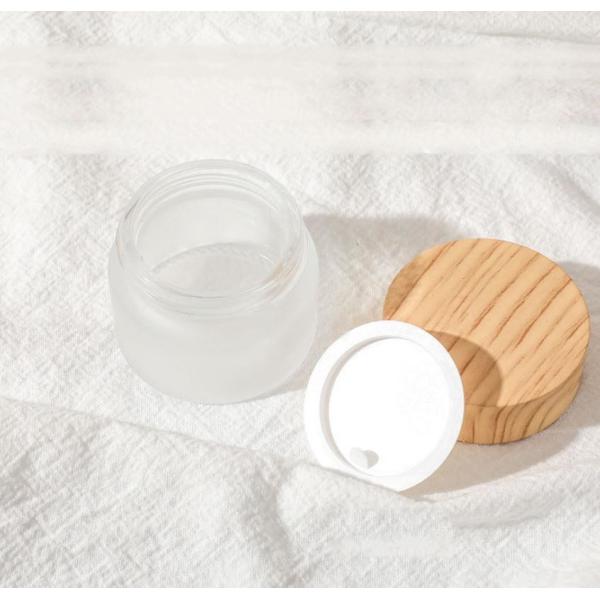 Glass lotion bottles with bamboo design matte glass 30g 50g 100g