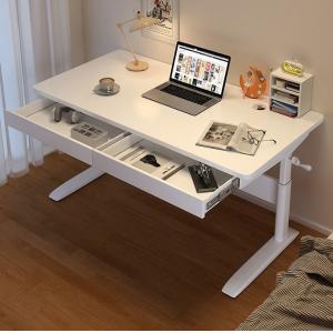 Commercial Furniture White Wooden Standing Computer Desk with Manual Height