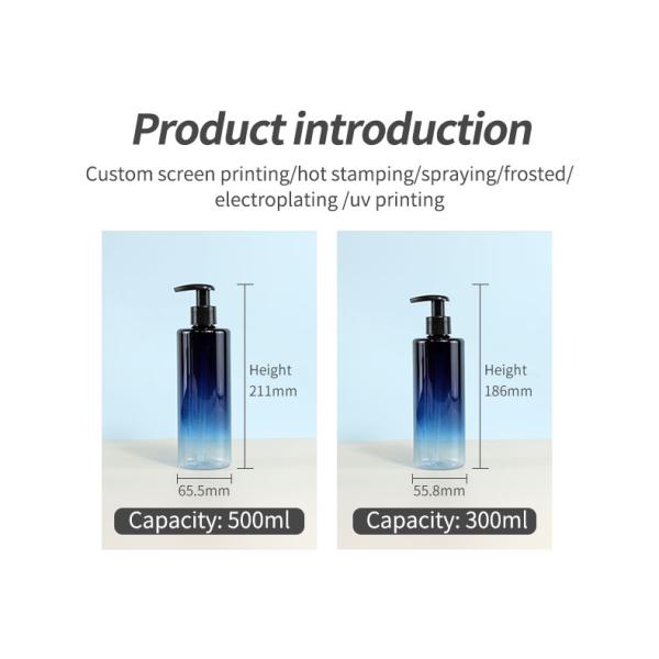 300ml 500ml Transparent Pump Bottle Cosmetic Shampoo Empty Bottle With Spray Pump Head