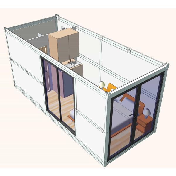 Customized Prefab Folding Container House Black Frame Extended Double Glazing