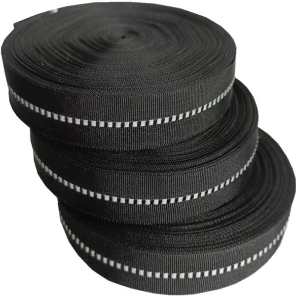 2cm Black Polyester Reflective Webbing Tape For Clothing Custom