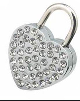 Rhinestone Heart Shaped PadLocks