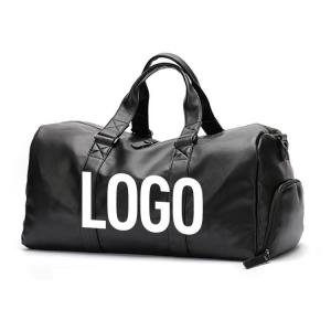 China Custom Logo Luxury Designer PU Leather Gym Sport Duffle Bag with Shoe Compartment Weekender Travel Bags for Men wholesale