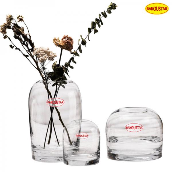 Quality Polished Decorative Thick Crystal Glass Vases 11cm Diameter for sale