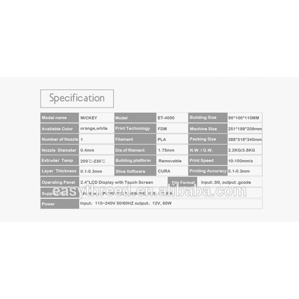 Easythreed fast speed portable entry level 3d printer with wifi function mickey