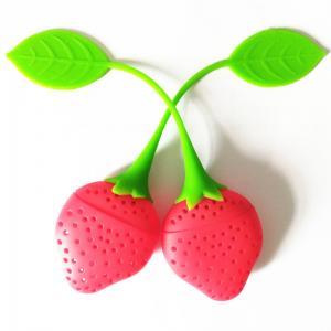 China Silicone Tea Infuser Ball Pass Filter Tea Infuser Strainer Spoon Strawberry on sale