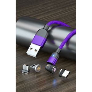 Buy cheap 540° rotation USB magnetic cable nylon braided 3 in 1 magnetic cable fast from wholesalers