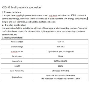 YXD-35A Custom Welded Wire Mesh Spot Welder Small Pneumatic Welder for Spot