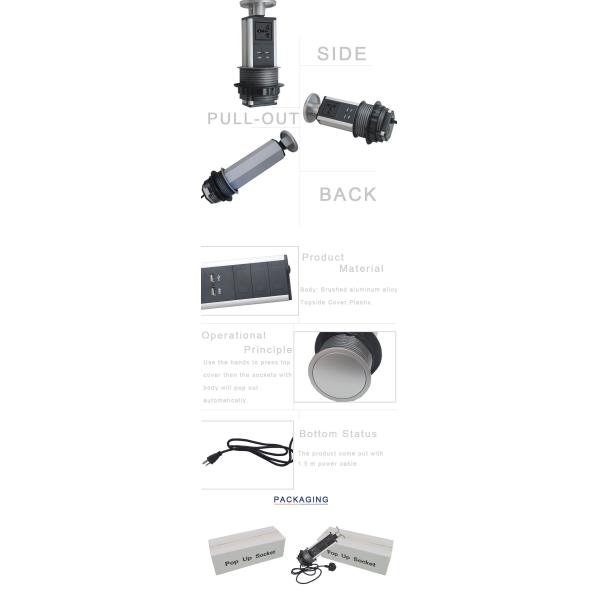 BNT ROHS certification dustproof desk power socket in automatic kitchen system manual pop up socket