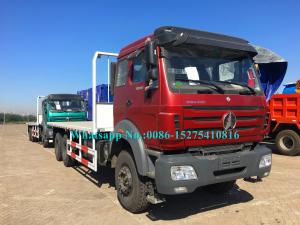 China Ruby red color Beiben 6x4 2638PZ 25 30Ton 380hp Heavy Off Road Container Flat Bed Truck adopt Germany Benz Technology wholesale