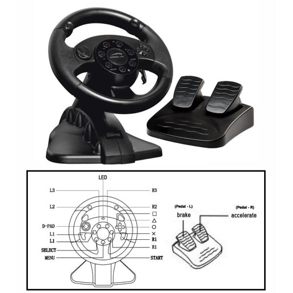 Game Steering Wheel Racing Wheel With Foot Pedal For PC + X-INPUT + P2 + P3