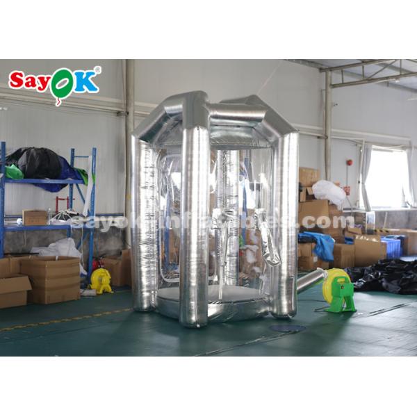 1.5m/5ft Silver Cube Inflatable Money Cash Booth Machine For Company Opening