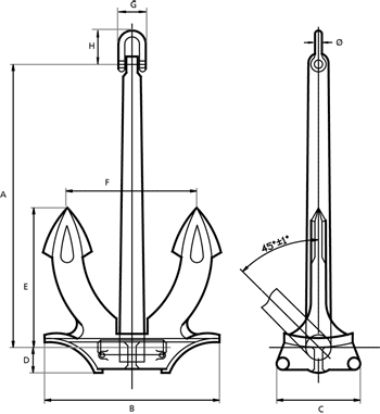 Molastar New Style Steel Hall Anchor With Certificate Stockless Anchors Hall Anchor For Marine Stockless Hall Anchor