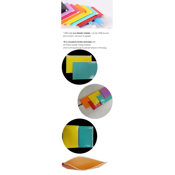 Custom a5 ice blue metallic holographic padded envelope mailers poly zipper bubble bag