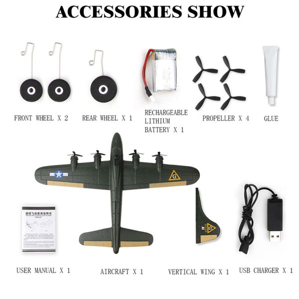 State of Assembly Ready-to-Go Foam Glider Toy Gift Toys Fx-817 Aircraft Model B17 Bomber Outdoor Remote Control Fixed-wing