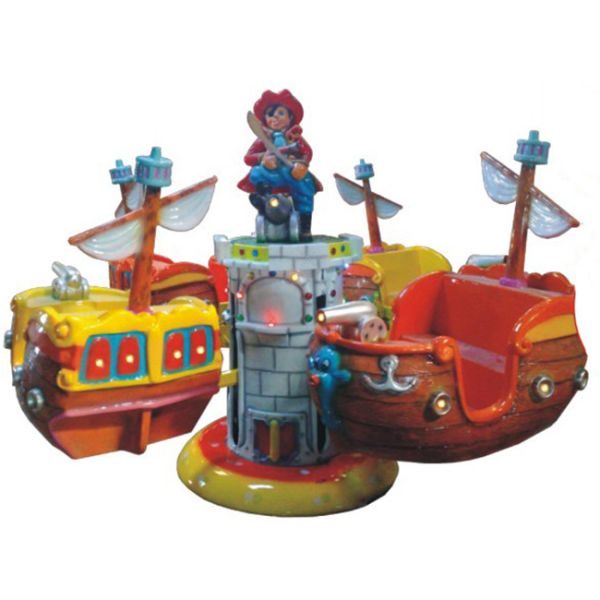 Red color pirate ship helicopter ride for kids funny lifting and rotating game machine