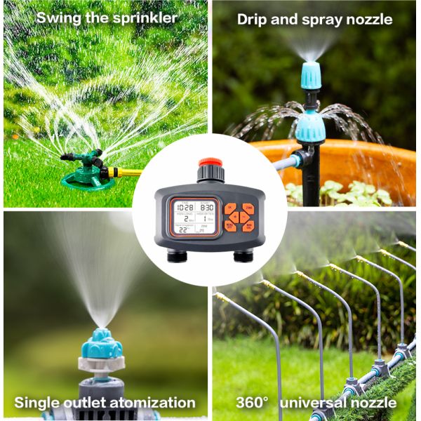 2 Way LCD Display Home Garden Irrigation Rainfall Timer Automatic Controller
