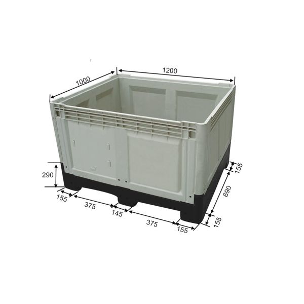 1200*1000*810mm Good Quality plastic storage container collapsible pallet box for fruit and autoparts