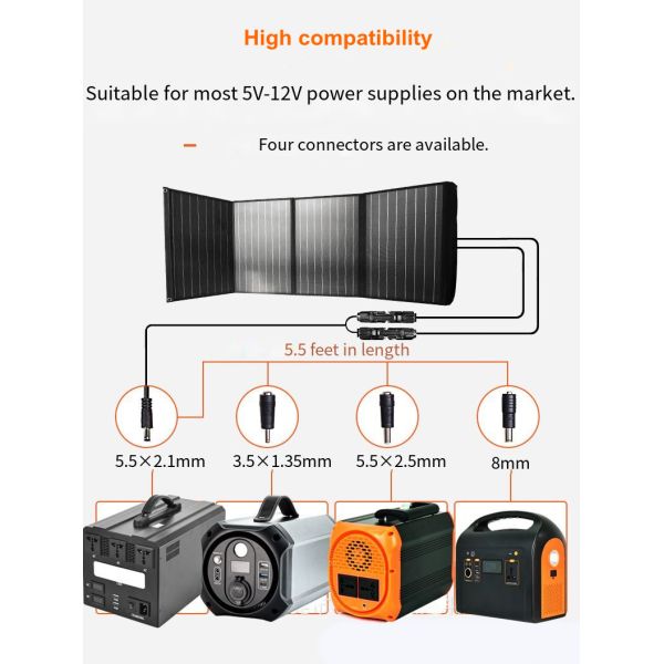 18v 24v Residential Solar Power System Foldable Solar Panel Portable Power Pack 60W 80W 100W 120W