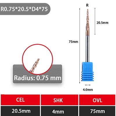 Power Tools 2 Flute Solid Carbide Tapered End Mills 50mm Altin Coating