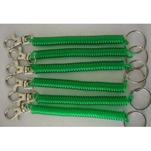 China Transulcent Green Badge Accessory Stretchable Clip-on Key Coil Chains ID Key Coil Chains wholesale