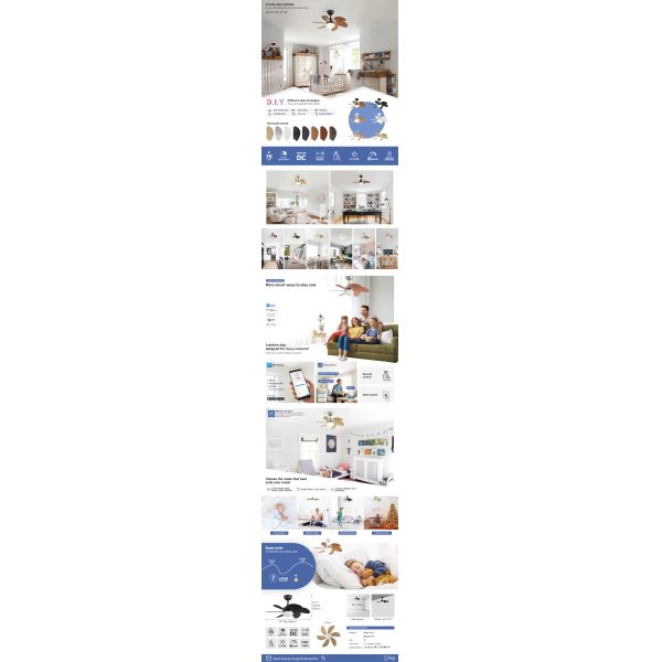 Tradition Ceiling Fan Lamp DC Motor Energy Saving 6 MDF Blade