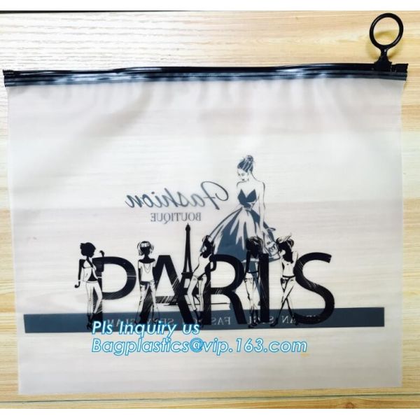 EVA clothing bags plastic slider zipper case, Custom printed side guesset foil slider zipper, resealable packaging slide