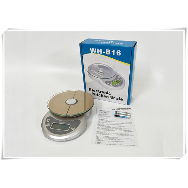 Timer Function Kitchen Weight Scale , Tempered Glass Platform Portable Food Scale