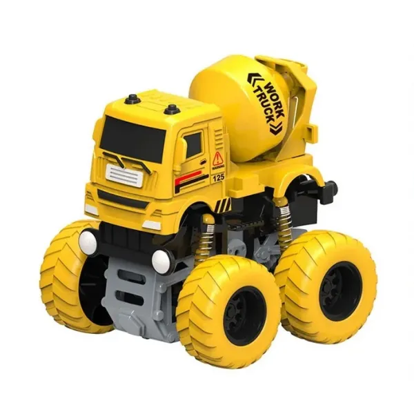 Plastic Pull Back Friction Powered Construction Engineering Vehicle Dump Crane Mixer Truck Kids Toy Car 12 Piece Display
