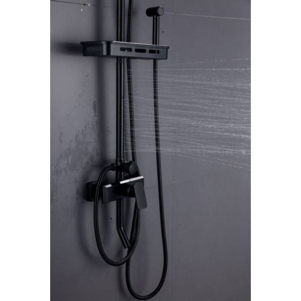 Rotation Matte Black Wall Mount 4way Rain Shower Faucets