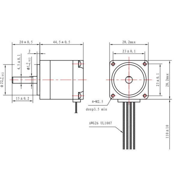 Casun 28X28mm NEMA 11 Stepper Motor 0.67A Two Phase Bipolar Stepper Motor