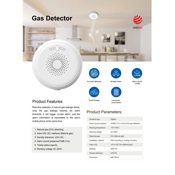 smart Zigbee gas leakage detector sensor tuya smart home security alarm system tuya app remote Sale