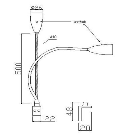Switch Control LED Reading Light with Type-C and USB Port Modern Flexible Design