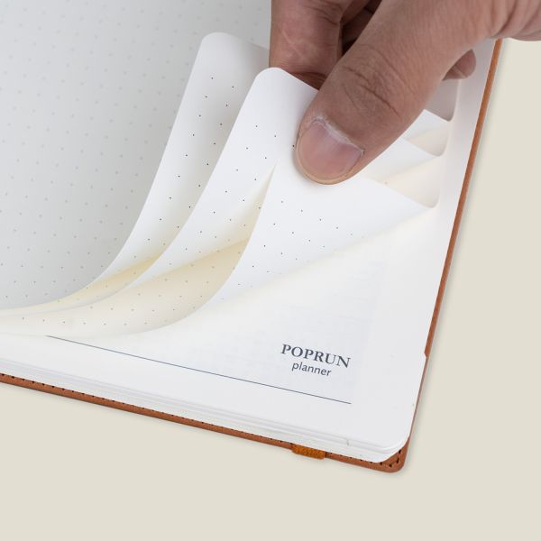 Brown Softcover Spiral Planner 2023 Daily Weekly Schedule Calendar Paper Pocket